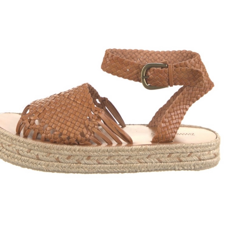 Zimmermann Tan Woven Leather Espadrille Sandals